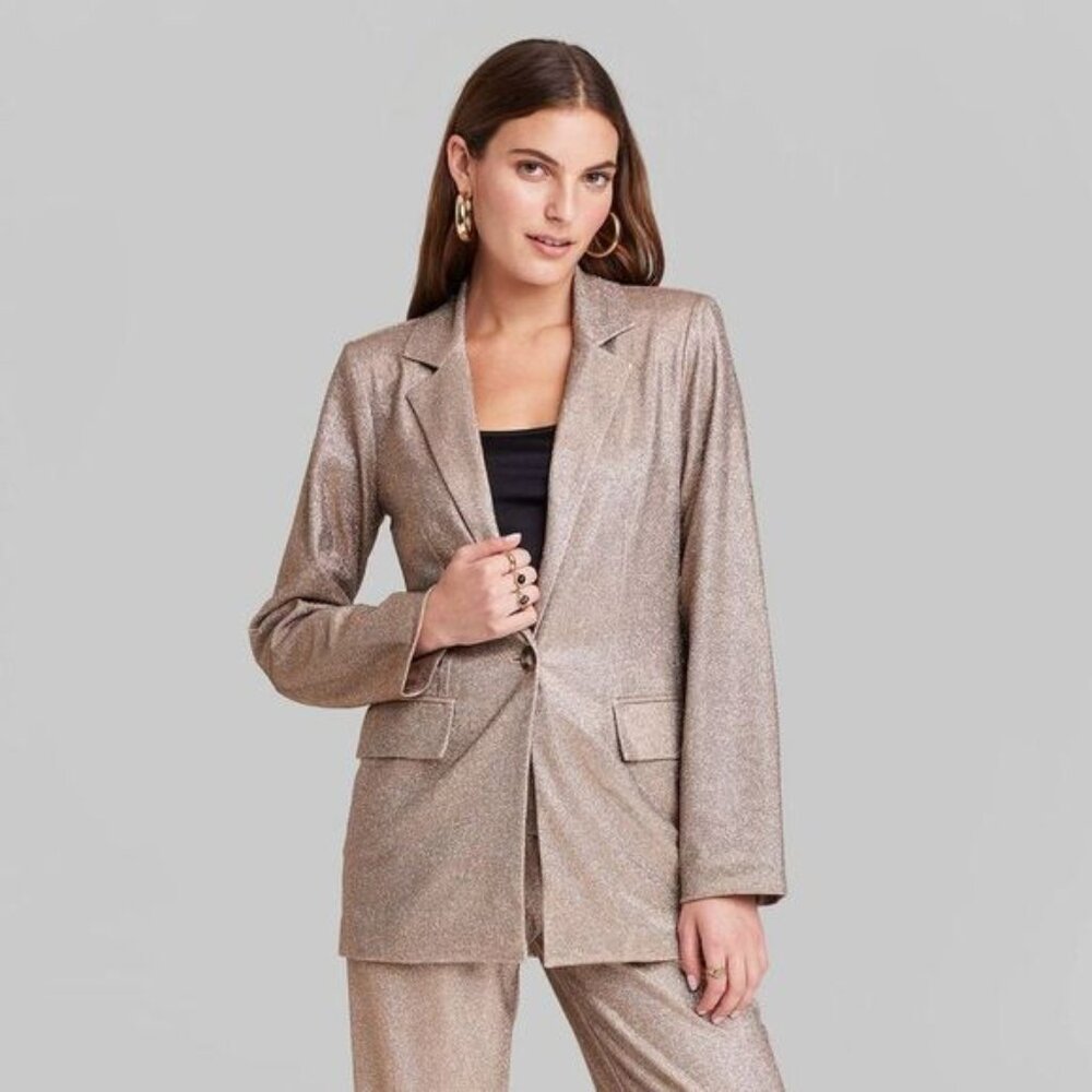 Women's Oversized Glitter Blazer - Wild Fable™ Copper XXS